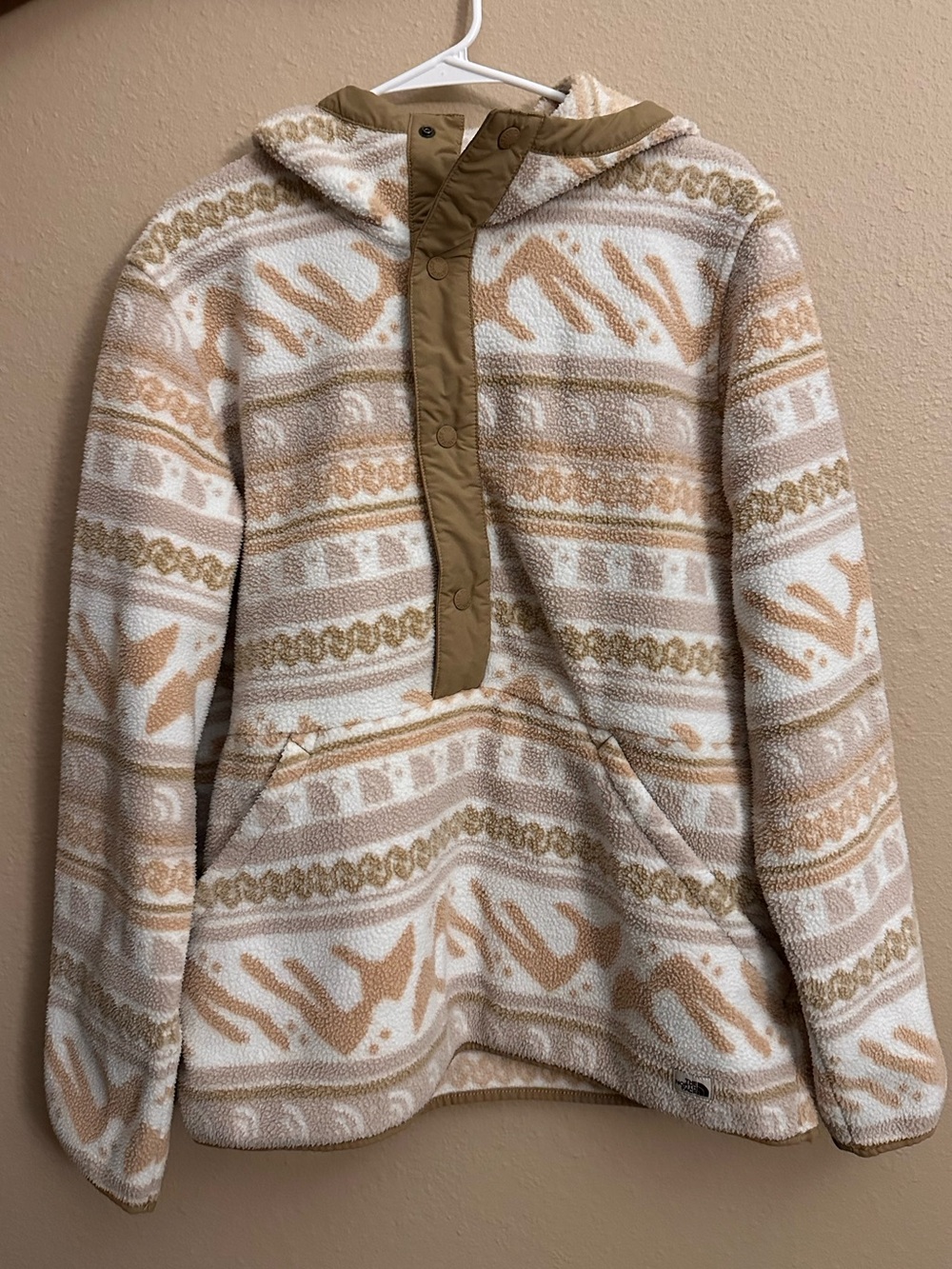 The North Face Hooded Sherpa Zip Pullover - Cream & Tan - Rare!!